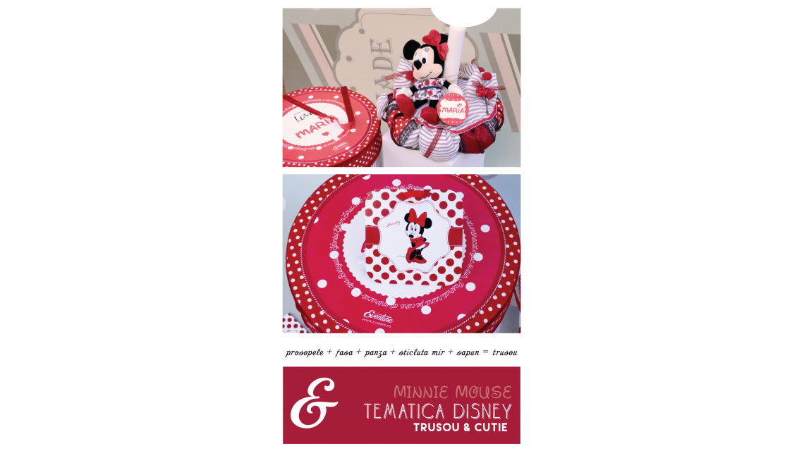 Trusou de botez pentru fetite de inspiratie Disney cu Minnie Mouse, Red Dots  10